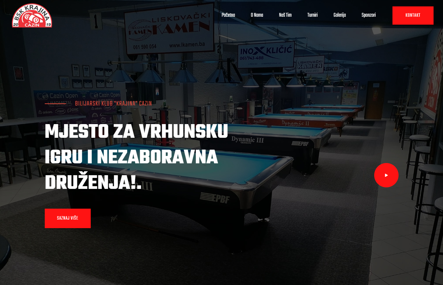 Bilijarski Klub Krajina Web Stranica